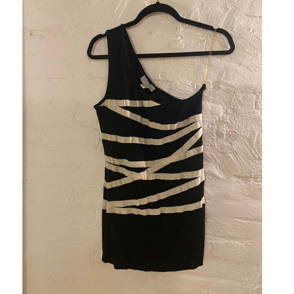 Asymmetrical Black Cocktail Dress w/ ribbons
